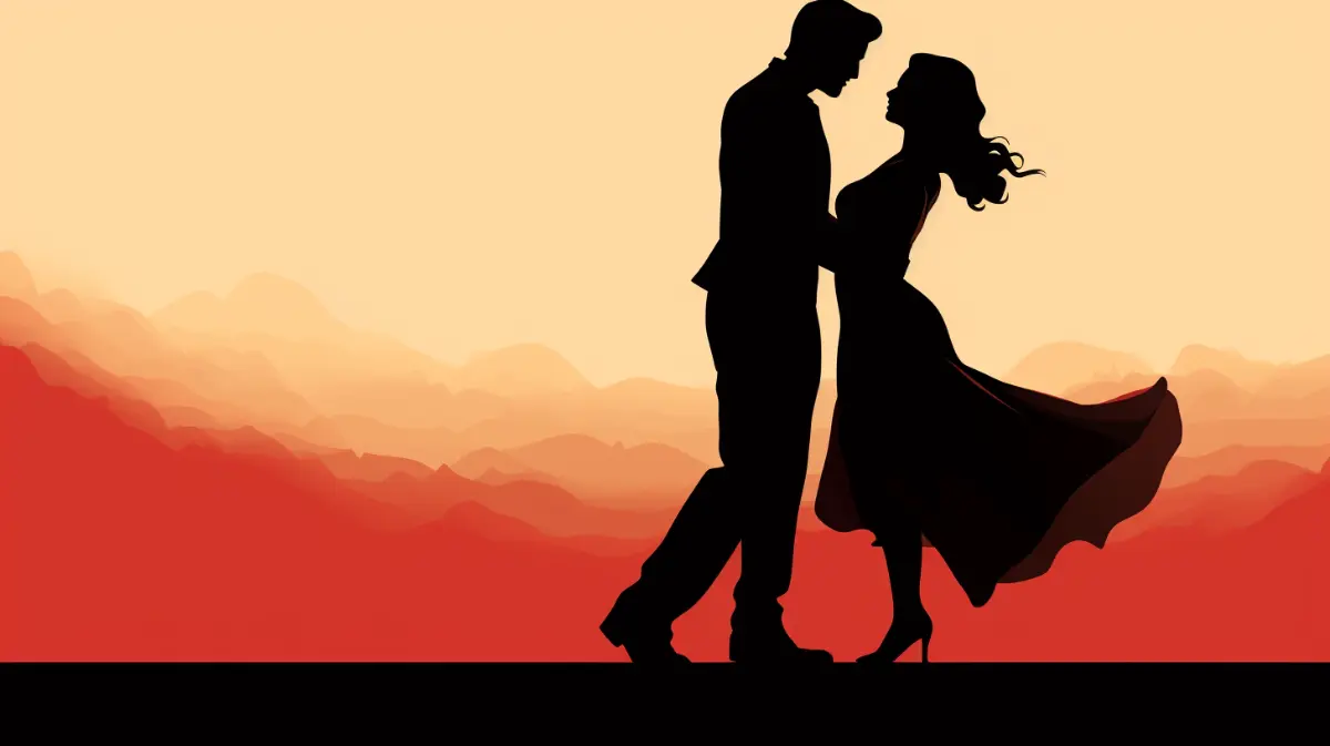 Couple dancing in silhouette