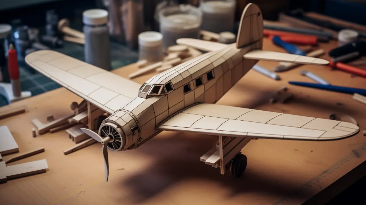 Partly completed model aeroplane